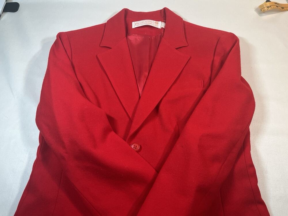 Vintage 80s Pendleton Womens Red Virgin Wool Blazer Jacket Made USA